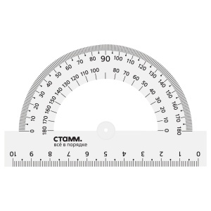 Транспортир 10см, 180° Стамм, прозрачный бесцветный (ТР12)