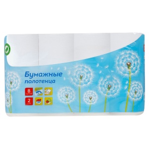 Полотенца бумажные 2-слойные OfficeClean, рулонные, тиснение, 8 рул/уп (325793)