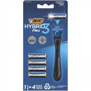 Бритвенный станок Bic Flex 3 Hybrid, 4 сменные кассеты